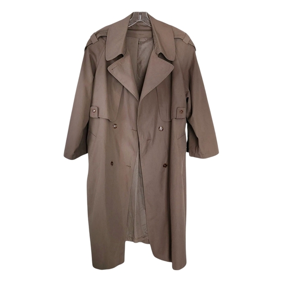 Vintage 1990s Light Brown Trench Coat – Women’s 16 Wool-Lined Classic Academia - Picture 2 of 12